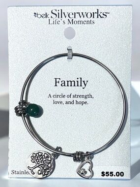 Silverworks Family Tree Charm Bangle Bracelet